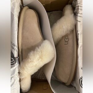 UGG Scuffette 2 Women's Tan Suede Sheepskin-Lined Slippers
